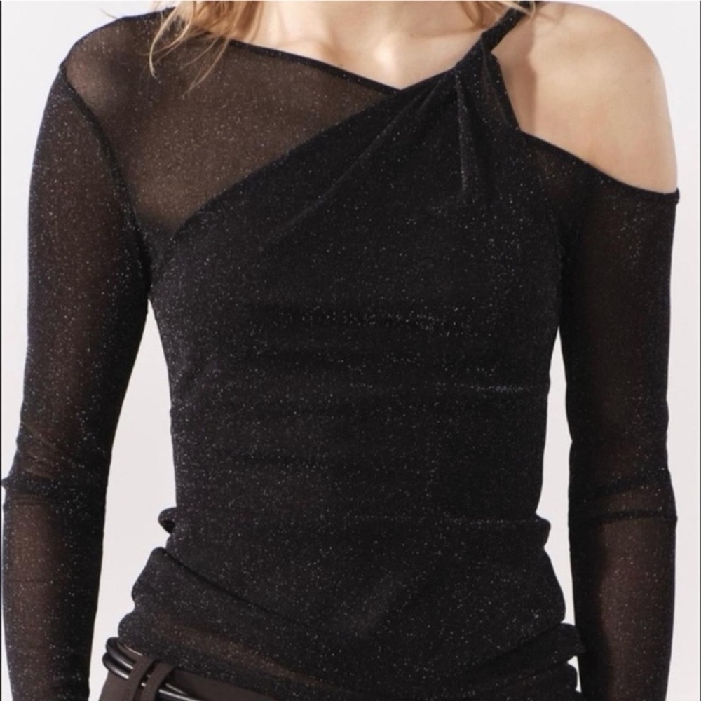 Zara black sheer top with sparkles